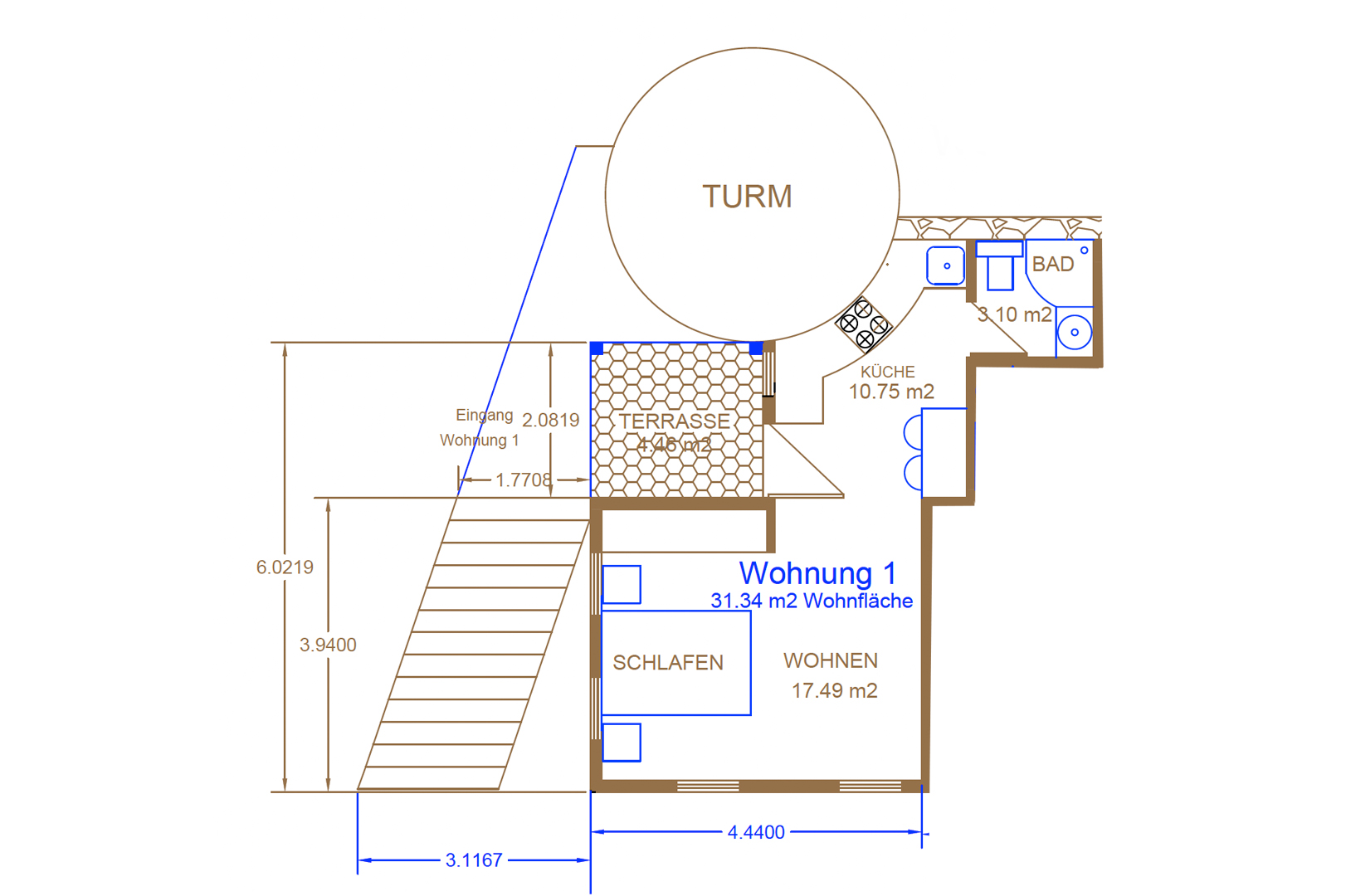 blaue wohnung